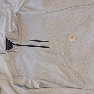 Carhartt men's Large relaxed fit Gray 1/4 zip pullover with pockets
